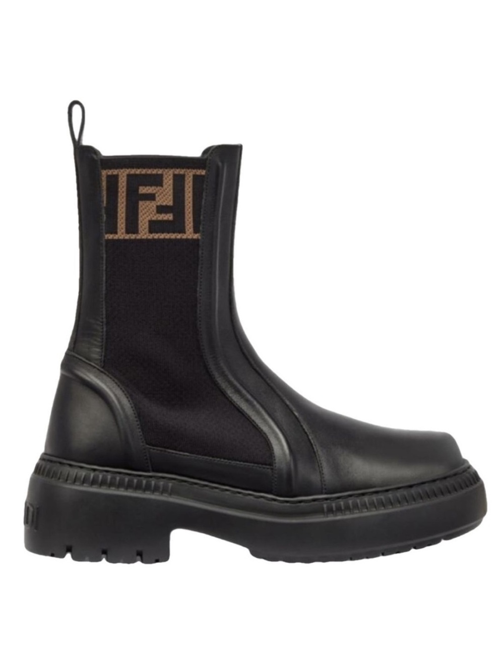 FENDI FF logo leather Chelsea boots
